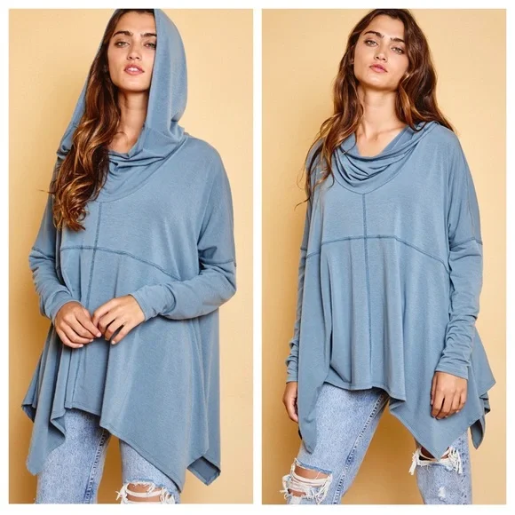 33 Boho Fabulous Reverse Stitch Hoodie Top - Picture 4 of 4